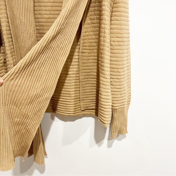 St. John Ribbed Knit Cashmere Cardigan Sweater Camel - Picture 4 of 9